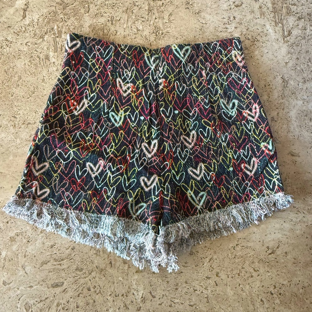 ELISABETTA FRANCHI Fringed Heart Print Shorts